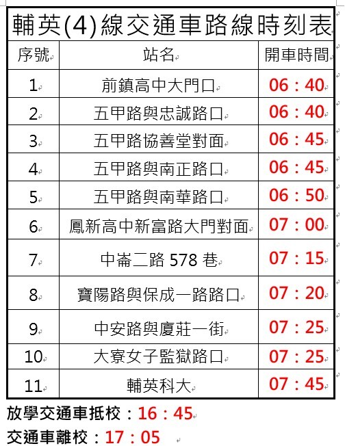 交通車資訊